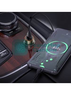 Автомобильная зарядка HOCO Z46 Blue shield, 1xUSB, 18W, серый металлик