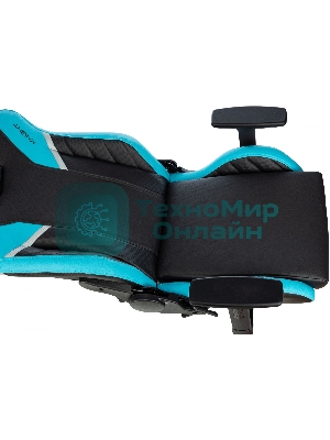 Кресло Knight Thunder 5X черный/голубой, экокожа, 120 кг, механизм качания
