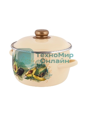 Кастрюля Appetite 1MC201P Avocado с крышкой, сферическая эмалированная 4 л