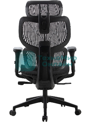 Кресло Cactus CS-MC555-BK черный, сетка, 150 кг, подголовник, регулируемые подлокотники, механизм качания