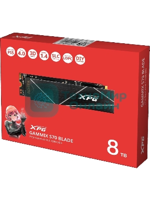 Накопитель SSD ADATA XPG GAMMIX S70 BLADE, 512Gb, PCIe 4.0 x4, M.2 2280, NVMe, R/W 7200/2600, с радиатором