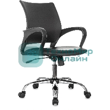 Кресло компьютерное Бюрократ CH-695NSL черный, экокожа, крестов. металл хром