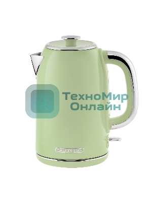 Чайник электрический Galaxy Line GL 0344, райская олива, металл, 2200 Вт, 1.7 л