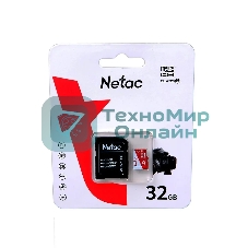 Флеш карта Netac P500 ECO 32Gb MicroSDHC C10 up to 80Mb/s, retail pack with SD Adapter