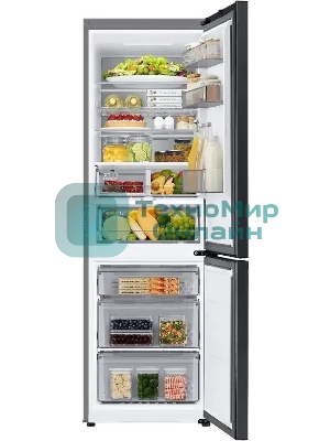 Холодильник Samsung RB34C7B5EB1/EF черный мат. двухкамерный 230/114л морозилка снизу, No Frost