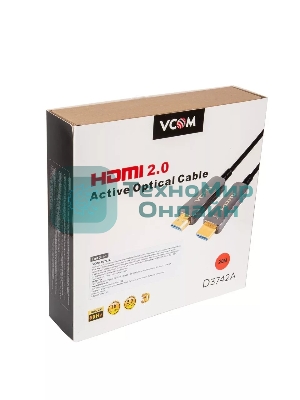Активный оптический кабель HDMI 19M/M,ver. 2.0, 4K@60 Hz 20m VCOM