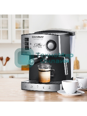 Кофеварка рожковая Endever Costa-1060 черный/стальной, исп. кофе - молотый, 1.6 л, 1000 Вт, 20 бар