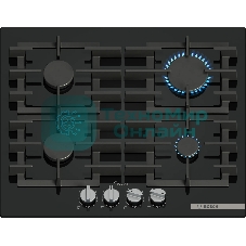 Газовая варочная панель Bosch 60 см, закаленное стекло, независимая, черная
