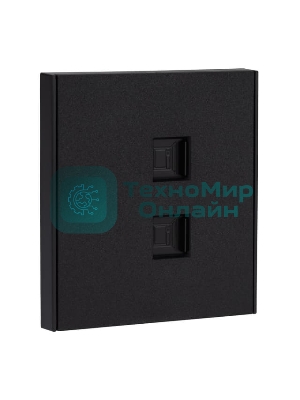 Розетка Kranz STRONG компьютерная двойная RJ45+RJ45 кат6 с/у антрацит