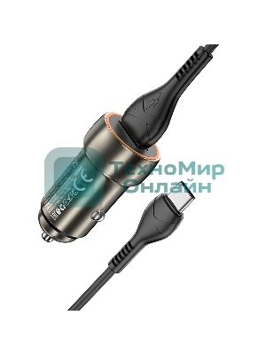 Автомобильная зарядка HOCO Z46 Blue shield, 1xUSB, 18W, серый металлик