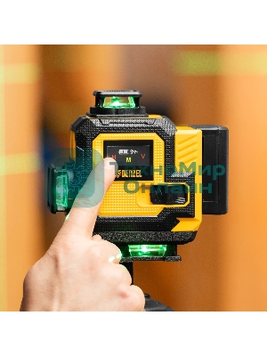 Лазерный уровень мультипризменный Denzel DLV 360-4T, 30 м, зеленый луч, Li-Ion 2,4 Aч, штатив