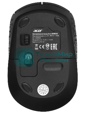 Мышь беспроводная Acer OMR020 черный, 1200 dpi, радиоканал, USB, кнопки - 3