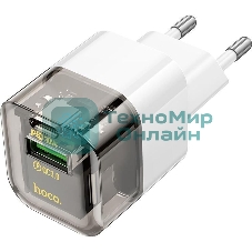 Сетевое зарядное устройство HOCO C131A Platinum 1USB+1Type-C 3.0A QC3.0 PD 30W Transparent черный