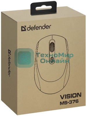 Мышь беспроводная Defender Vision MS-376 черный, 1600 dpi, радиоканал, Bluetooth, USB, кнопки - 4