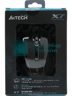 Мышь проводная A4Tech X87 черный, 2400 dpi, USB, кнопки - 8