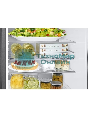 Холодильник Samsung RB34C7B5EB1/EF черный мат. двухкамерный 230/114л морозилка снизу, No Frost