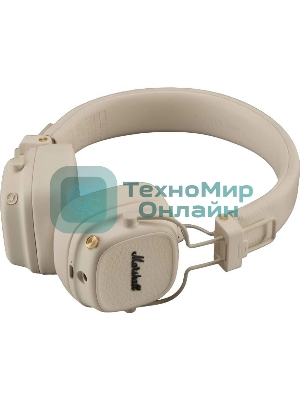 Беспроводные/проводные наушники Marshall Major V бежевый, накладные, Bluetooth + проводной, беспроводная зарядка, до 100 ч