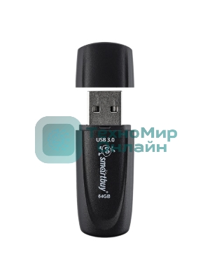 Флешка USB SmartBuy Scout black (SB064Gb3SCK), 64Gb, USB 3.0/3.1, R/W 100/40, черный