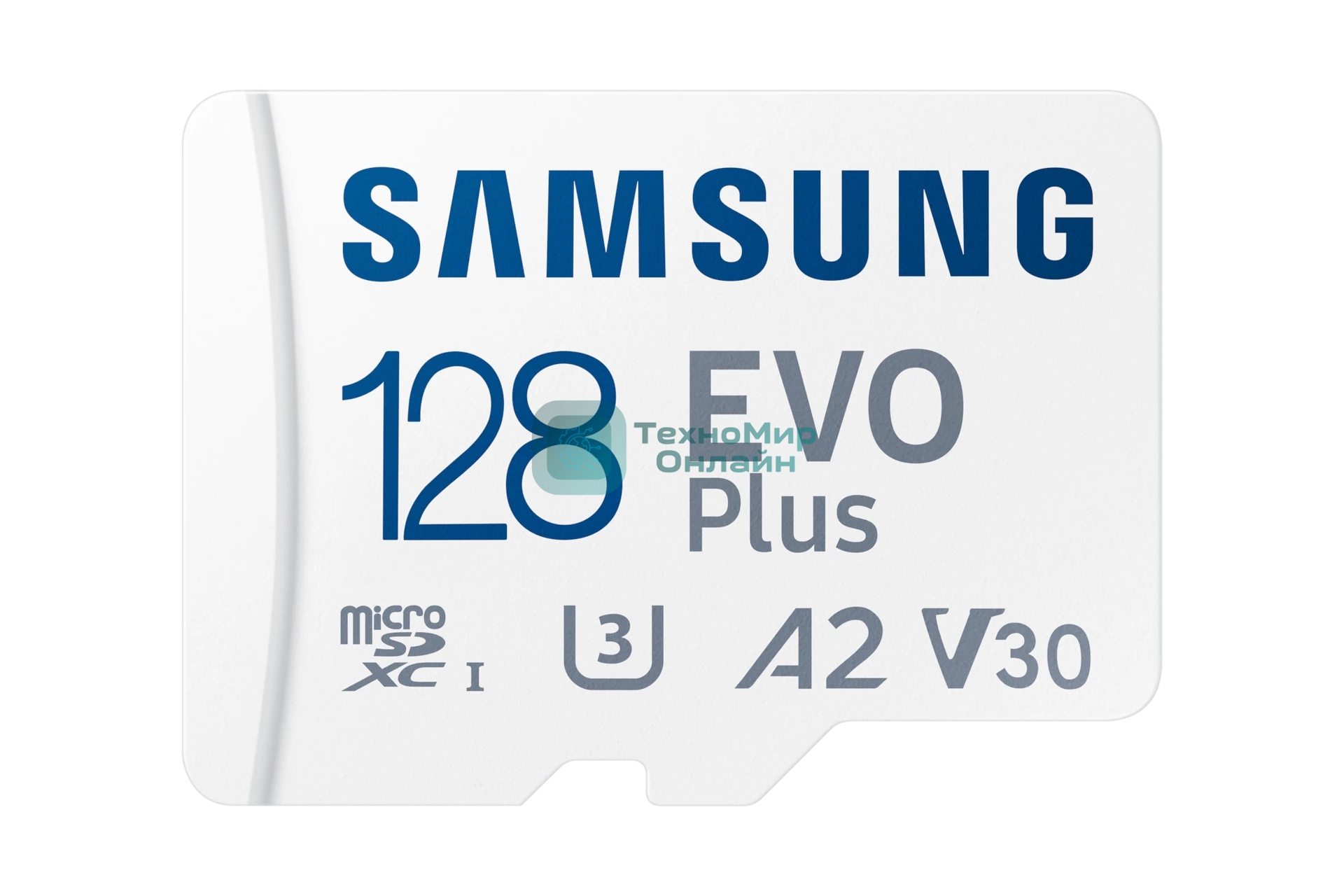 Флеш карта microSDXC 128Gb Samsung EVO Plus Class 10, A2, V30, UHS-I, W 90 МБ/с, R 160 МБ/с, MB-MC128SA/KR адаптер на SD