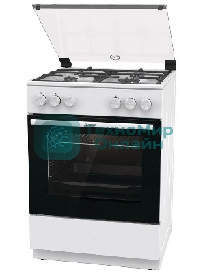 Плита газовая Gorenje GG6A11WF белый, конфорок 4 газовых, духовка 72 л, 60 см x 85 см x 60 см
