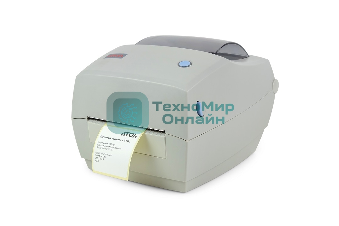 Принтер этикеток термотрансферный Атол ТТ41 203 dpi, 102 мм/сек, USB, серый
