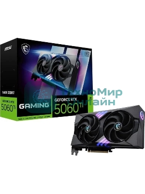 Видеокарта MSI RTX 5060 Ti 16G GAMING OC, NVIDIA RTX 5060 Ti, 16 ГБ GDDR7, 128 бит, PCI-e 5.0, 1xHDMI, 3xDP, 2647 МГц