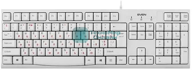 Клавиатура SVEN KB-S300 проводная, USB Type-A, белый