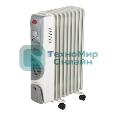 Обогреватель масляный Ресанта ОМ-9НВ (9 секций), белый, 2400 Вт, 25 м2, термостат