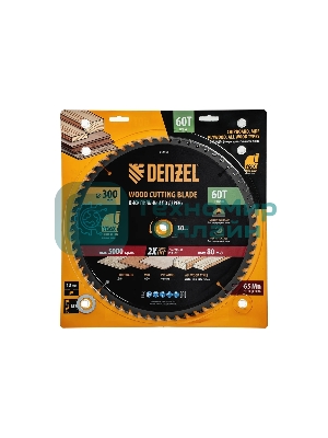 Пильный диск по дереву Denzel ф300 х 30 мм, 60 зубьев