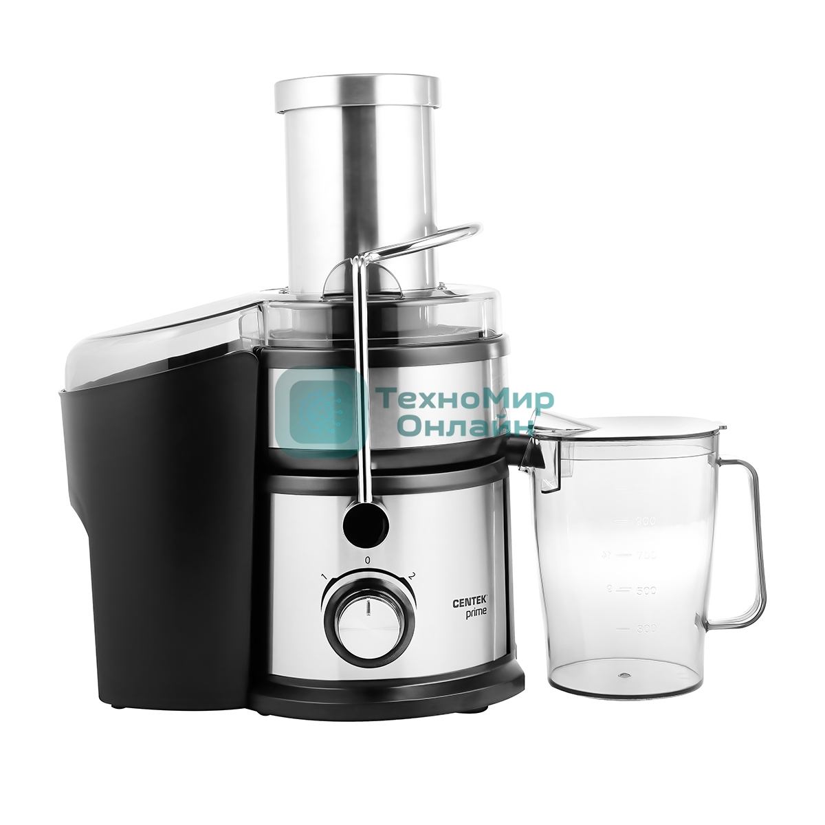 Соковыжималка Centek CT-1214 стальной/чёрный, центробежная, 1500 Вт, 1100 мл, механическое