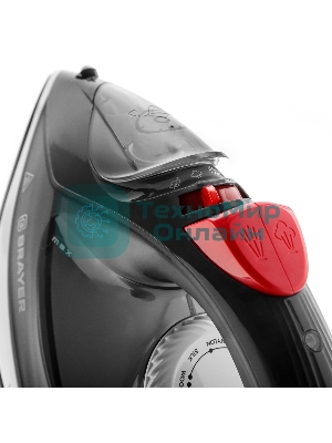 Утюг BRAYER BR4011 черный/белый/красный, 2400 Вт, 20 г /мин, 140 г/мин, 330 мл