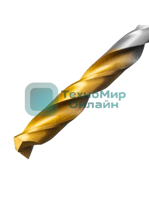 Сверло спиральное по металлу Denzel 6,5 х 148 мм, Р6М5, Golden Tip, удлиненное