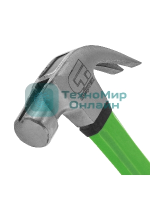 Молоток-гвоздодер Сибртех 450 г, с магнитом, фибергласовая обрезиненная рукоятка
