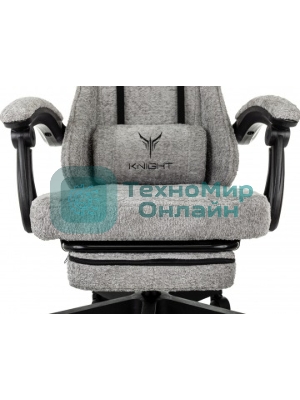 Кресло Knight Lord/F серый, экокожа, 120 кг, механизм качания, подставка для ног