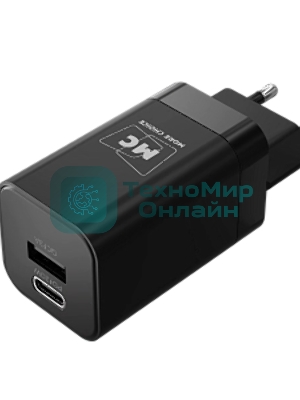 Сетевое зарядное устройство MORE CHOICE NC85a 1USB+1Type-C 3.0A PD 20W+QC3.0 Type-C Type-C, черный