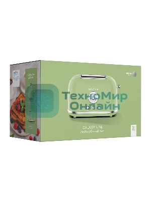 Тостер Galaxy Line GL 2911, райская олива, металл, 900 Вт, 6 степеней поджарки