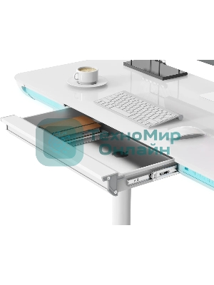 Стол компьютерный Cactus CS-EGD-WT-LED столешница закаленное стекло, белый каркас белый