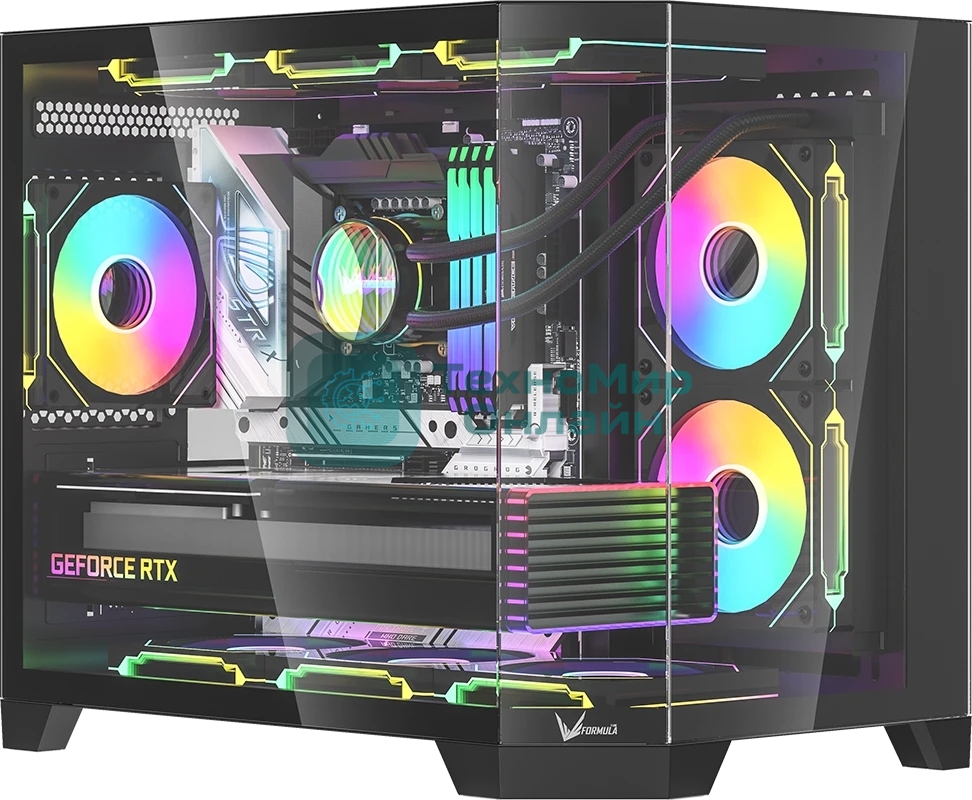 Компьютерный корпус AeroCool/Formula Crystal Z6M Floe черный без БП mATX 4x120мм 2xUSB3.0 audio bott PSU