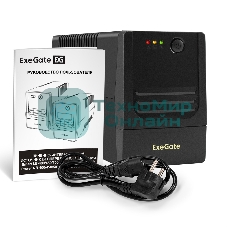 Источник бесперебойного питания ExeGate Power NB-1000.LED.AVR.4C13 (1000VA/650W, LED, AVR, 4*C13, батарея 12V 9Ah, черный)