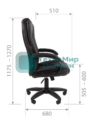 Кресло офисное Chairman 600LT чер.пласт экопремиум черный