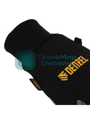 Перчатки универсальные Denzel двойные, работа с сенсорным экраном, вязаная манжета, размер 8