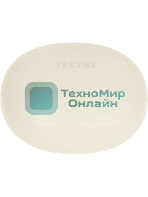 Наушники TWS Tecno True 1 (TU01) белый (кремовый), внутриканальные, Bluetooth, адаптивное шумоподавление, до 6 ч