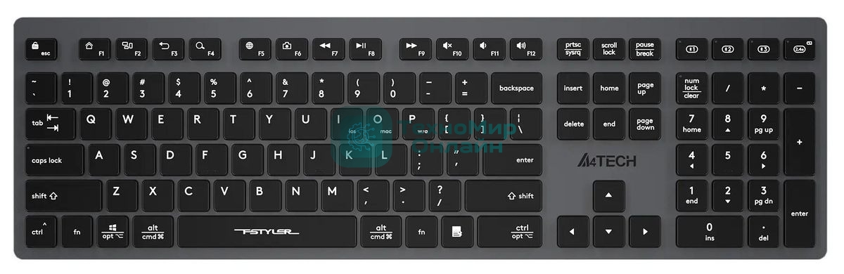 Клавиатура беспроводная A4Tech Fstyler FBX50C, USB, Bluetooth/Радиоканал, серый