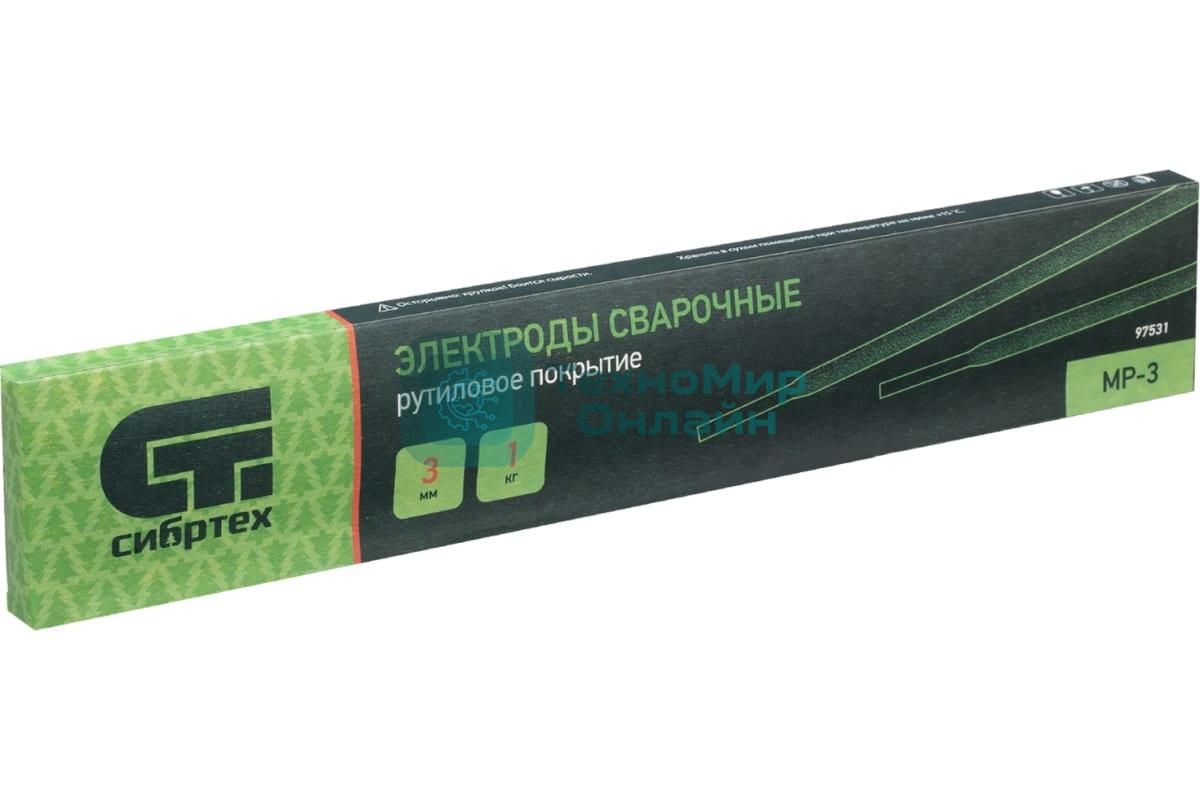Электроды Сибртех MP-3, диам 3 мм, 1 кг, рутиловое покрытие