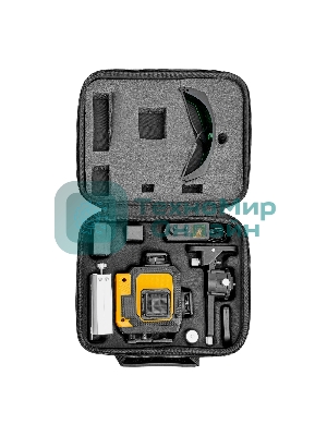 Лазерный уровень мультипризменный Denzel DLV 360-4T, 30 м, зеленый луч, Li-Ion 2,4 Aч, штатив