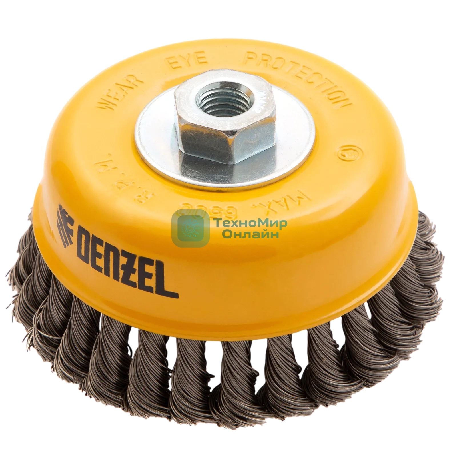 Щетка для УШМ Denzel 125 мм, Чашка, крученая нержавеющая проволока 0,5 мм, М14 746273