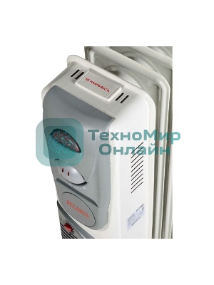 Обогреватель масляный Ресанта ОМ-9НВ (9 секций), белый, 2400 Вт, 25 м2, термостат