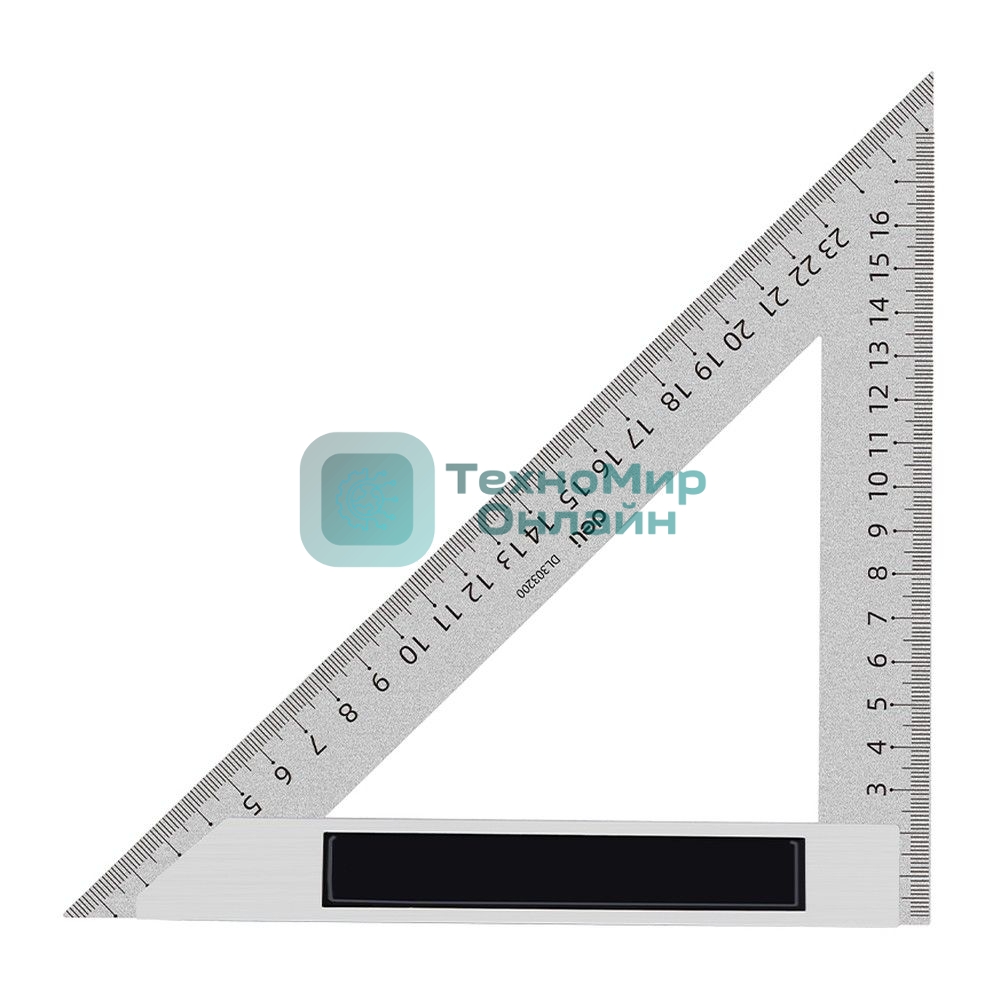 Треугольная линейка стальная Deli DL303200 200мм нержавеющая сталь + алюминиевое основание