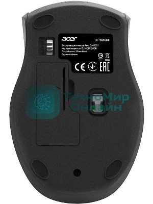 Мышь беспроводная Acer OMR031 черный/синий, 1600 dpi, радиоканал, USB, кнопки - 4
