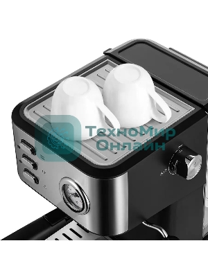 Кофеварка рожковая Kitfort КТ-7293 черный/серебристый, исп. кофе - молотый, 1.5 л, 1050 Вт, 15 Бар.